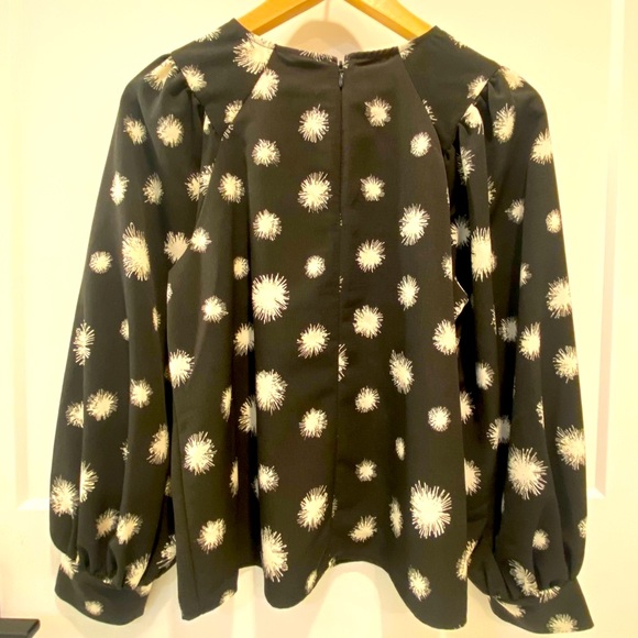 Who What Wear Bohemian Black Firework Long  Bubble Sleeve Blouse Top Size S - Picture 4 of 6